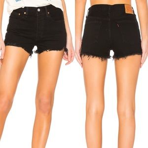 black high waisted distressed shorts